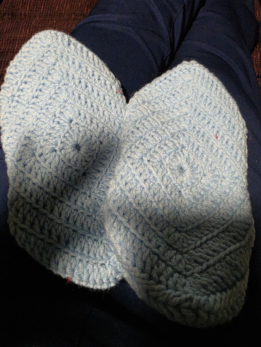 Vintage Handmade 9" Long Crochet Slippers - Picture 3 of 3